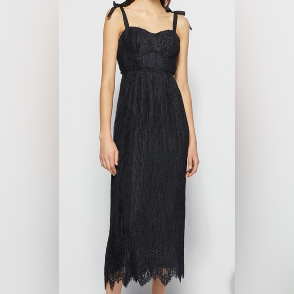 Jonathan Simkhai Black Lace Midi Dress with Tie Straps